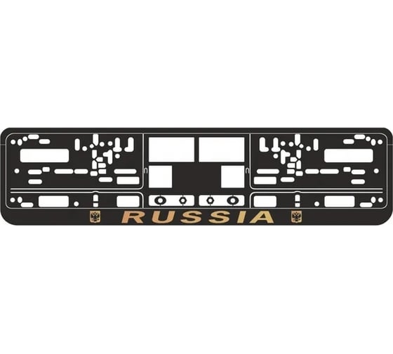 Рамка под номерной знак AVS книжка, рельеф Russia чёрный, золото RN-09 A78112S 1