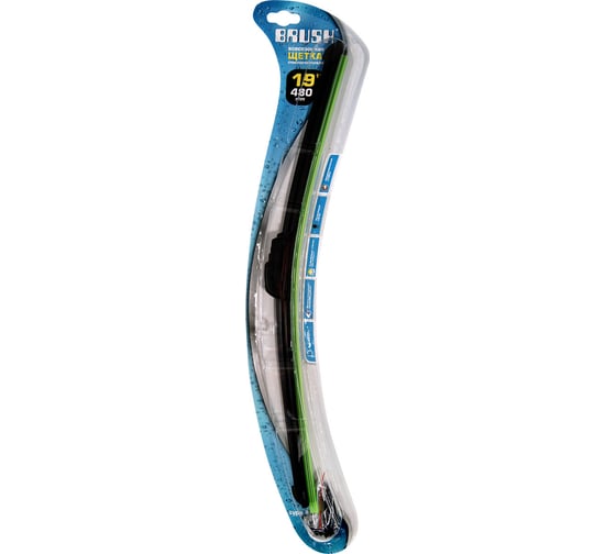 Бескаркасная щетка стеклоочистителя AZARD Brush B 19" 480 мм 4 переходника SCHET047