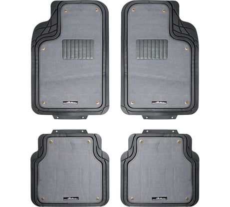 Универсальные полимерные ковры с отстегивающимся ковролином в салон автомобиля Airline цвет - серый/черный, комплект из 4 шт. ACM-RCM-04