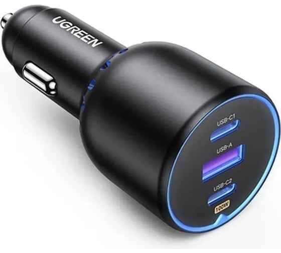 Автомобильное зарядное устройство UGREEN CD293 2*USB-C PD+USB-A 130W Fast Car Charger, черный 90413_