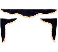 Ламбрекен лобового стекла со шторками SKYWAY 140см/46х60см темно-синий S01203009