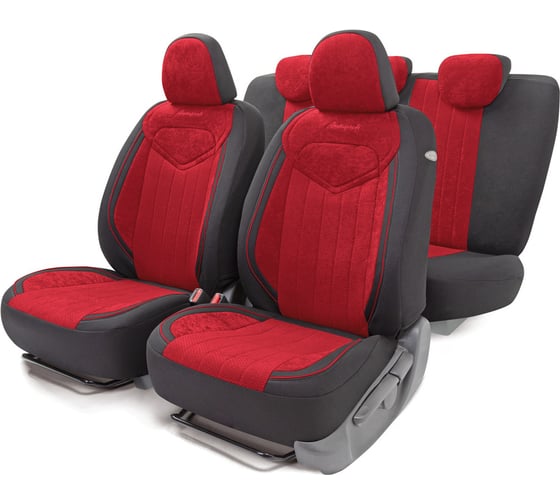 Авточехлы AUTOPROFI SIGNATURE велюр, чёрный/красный SGN-1505 BK/RD