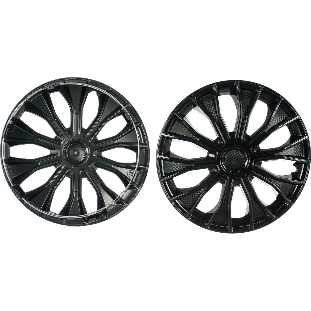 Колесные колпаки Airline 15" Волтек черный глянец, карбон, комплект 2 ...