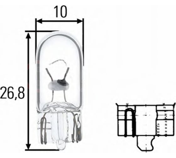 Лампа накаливания Hella W5W 12V 5W W 2,1 x 9,5d 10 штук 8GP 003 594-121