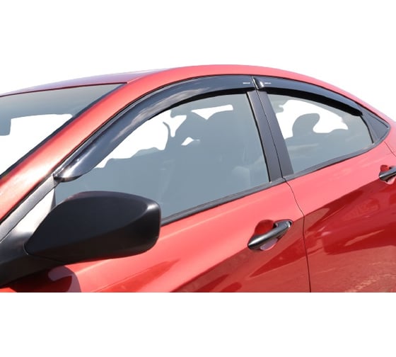 Дефлекторы на боковые стекла Azard Voron Glass Hyundai Solaris хетчбэк 2011 накладные, неломающиеся, 4 шт. DEF00241