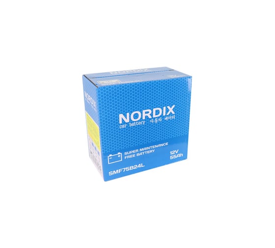 Аккумулятор Nordix 55 Ah, 520 А, L-обратная, 238х129х225 мм, необслуживаемый, малая клемма 55782