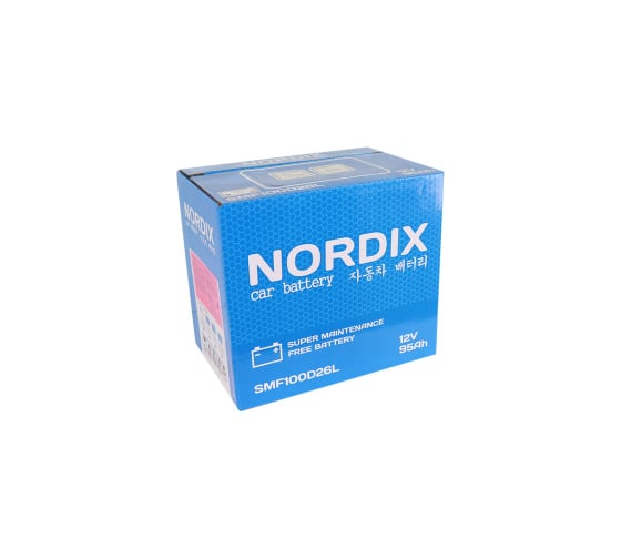 Аккумулятор Nordix 95 Ah, 730 А, L-обратная, 260х175х225 мм, необслуживаемый 55788
