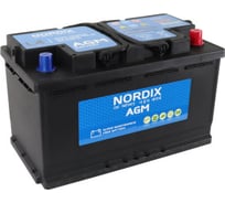 Аккумулятор Nordix 80 Ah, 800 А, L-обратная, LN4/L4H7 L, 315х175х190 мм, необслуживаемый 56129
