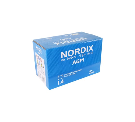 Аккумулятор Nordix 80 Ah, 800 А, L-обратная, LN4/L4H7 L, 315х175х190 мм, необслуживаемый 56129