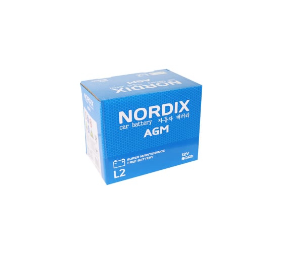 Аккумулятор Nordix 60 Ah, 680 А, L-обратная, LN2/L2H5 L, 245х175х190 мм, необслуживаемый 56127