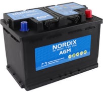 Аккумулятор Nordix 70 Ah, 760 А, L-обратная, LN3/L3H6 L, 277х175х190 мм, необслуживаемый 56128