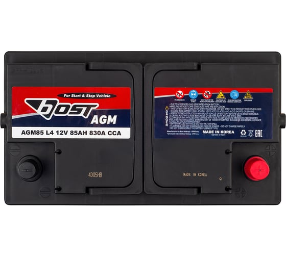 Аккумулятор BOST AGM 85 (85R 830A 315x175x190) 463150