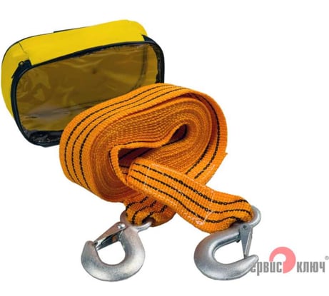 Ленточный трос СЕРВИС КЛЮЧ 5 т. в чехле 2 крюка 73704