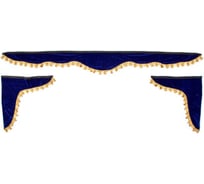 Ламбрекен лобового стекла со шторками SKYWAY 210см/60х60см синий S01203027