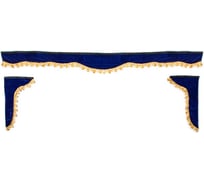 Ламбрекен лобового стекла со шторками SKYWAY 220см/33х60 синий S01203037