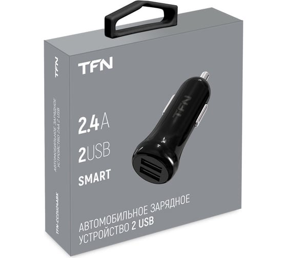 Автомобильное зарядное устройство TFN 2 USB, 2.4 A, черный -CC2U24ABK