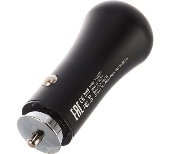 Автомобильное зарядное устройство TFN RAPID 2 USB, 2.4 А, QuickCharge, черный -CCRPD04