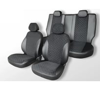 Чехлы на сиденья DEFLY Kia Rio, 2016-2022, экокожа черная/замша черная ромб Kia3-2ZR