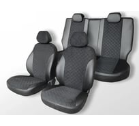 Чехлы на сиденья DEFLY Toyota Corolla Fielder (E120), 2000-2006, спинка-столик, экокожа черная/замша черная ромб Ty3-2ZR