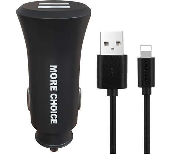 Автомобильное зарядное устройство More Choice 2USB, 2.4 A, для Lightning 8-pin AC23i 1