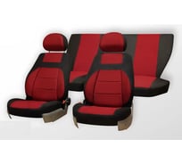 Чехлы на сиденья DEFLY Lada 2107, 1982-2012, дополнительная боковая поддержка, жаккард черный/красный V012-D3