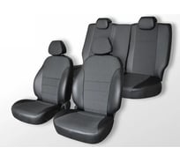 Чехлы на сиденья DEFLY Renault Sandero, 2009-2014, задний ряд 60/40, экокожа черная/жаккард Rn7-2C