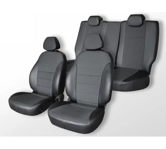 Чехлы на сиденья DEFLY Renault Duster, 2010-2015, задний ряд 60/40, экокожа черная/жаккард Rn5-2C