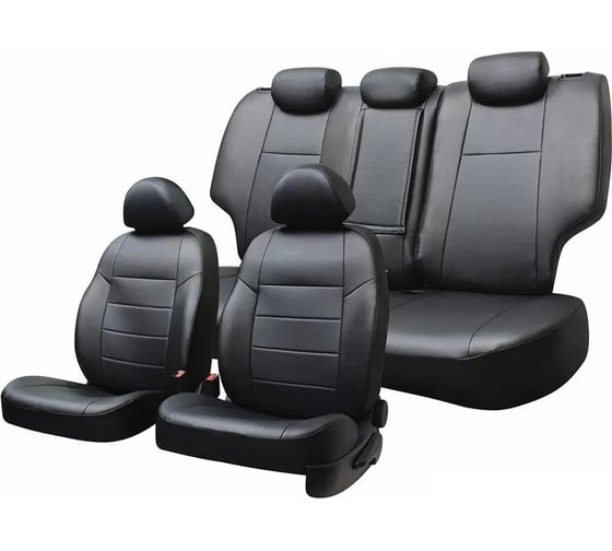 Чехлы на сиденья DEFLY Hyundai Solaris, 2017-2022, передний ряд, экокожа черная Hnd4-2-2K 1