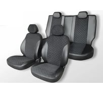 Чехлы на сиденья DEFLY Renault Sandero 2012-2022, экокожа черная/замша черная ромб Rn12-2ZR