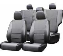 Чехлы на сиденья DEFLY Renault Sandero, 2009-2014, сплошной задний ряд, экокожа черная/жаккард Rn2-2C