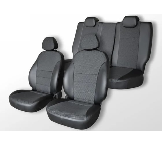 Чехлы на сиденья DEFLY Mitsubishi ASX, 2010-2022, экокожа черная/жаккард Mts1-2C 1