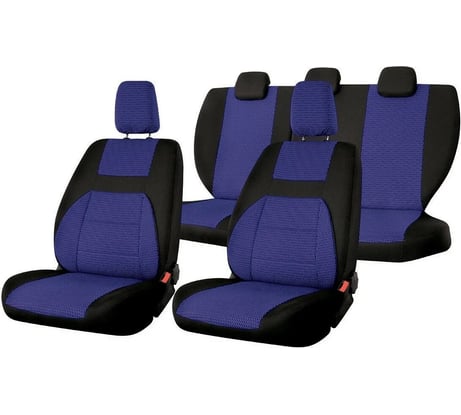 Чехлы на сиденья DEFLY Lada Granta, 2011-2018, дополнительная боковая поддержка, сплошной задний ряд, жаккард черный/синий V004-D4