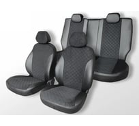 Чехлы на сиденья DEFLY Toyota Corolla Fielder (E160), 2012-н.в., Hybrid, экокожа черная/замша черная ромб Ty45-2ZR
