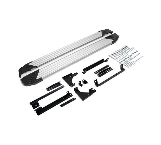 Порог-площадка Rival "Silver" F173AL + комплект крепежа, Hyundai Creta 2021- F173AL.2314.1