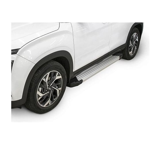 Порог-площадка Rival "Silver" F173AL + комплект крепежа, Hyundai Creta 2021- F173AL.2314.1