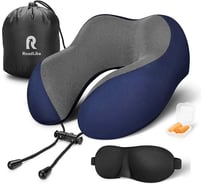 Подушка для путешествий RoadLike Travel Kit с эффектом памяти, синяя 292237