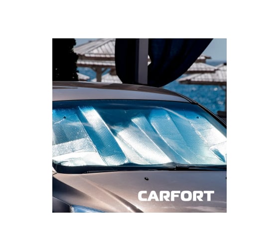 Солнцезащитная шторка на лобовое стекло Carfort 135х70 см, металлик, малая 69269