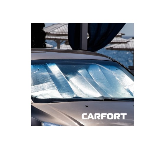 Солнцезащитная шторка на лобовое стекло Carfort 148х80 см, металлик, большая 66688