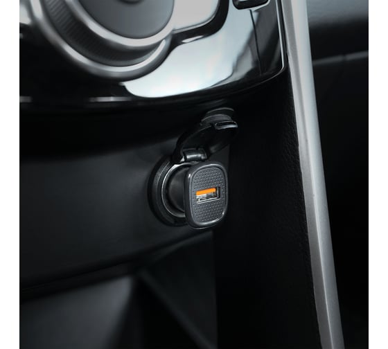 Автомобильный адаптер Airline компактный, 1ХUSB QC 3.0, 12/24В AEAK018 1