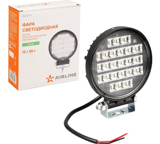 Фара светодиодная круглая Airline 24 LED рассеянный свет, 24 Вт (112x112x37 мм) 12/24 В PLUS ALED104