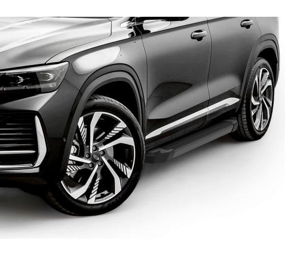 Пороги на автомобиль Rival "Black" Geely Monjaro 4WD 2023-, 180 см, 2 шт. F180ALB.1906.1