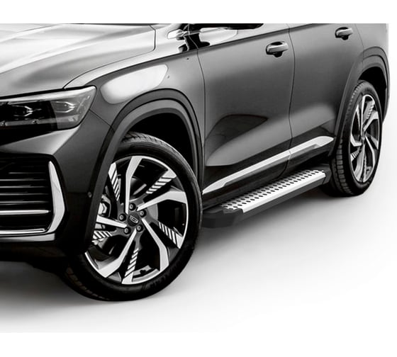 Пороги на авто Rival "Bmw-Style круг" Geely Monjaro 4WD 2023-, 180 см, 2шт. D180AL.1906.1