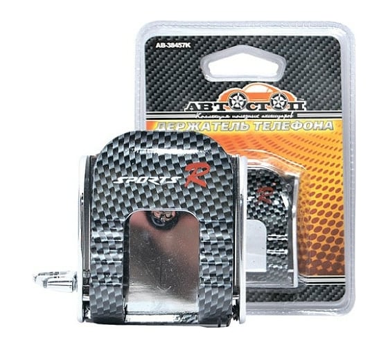 Держатель телефона АВТОСТОП CARBON SPORTS с прижимом AB-38457K 1