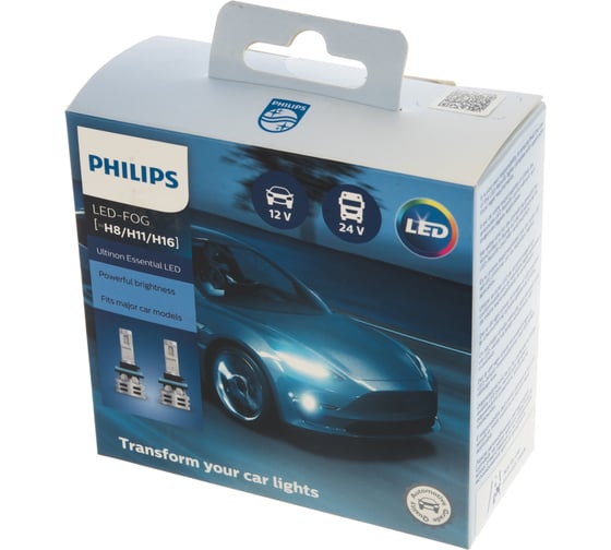 Автолампа PHILIPS Ultinon Essential H8/H11/H16, LED FOG, HI/LO, 6500 K, 2 шт., 12 В 11366UE2X2