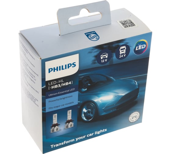 Автолампа PHILIPS Ultinon Essential HB3/HB4, LED, HI/LO, 6500 K, 2 шт., 12 В 11005UE2X2