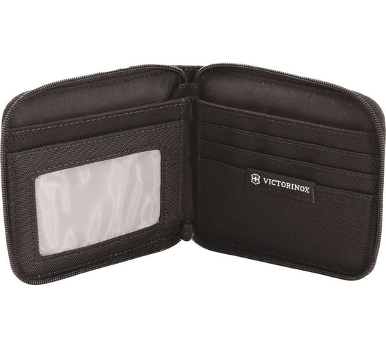Бумажник Victorinox Tri-Fold Wallet на молнии, чёрный, 11x1x10 см 31172601