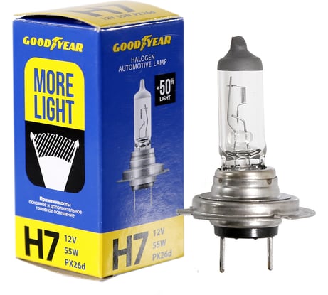 Автомобильная галогенная лампа Goodyear Н7 12V 55W PX26d More Light GY017124