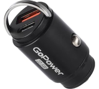 Автомобильное З/У GoPower GPQC12 1USB+1Type-C 22.5W Mini черный 00-00028409