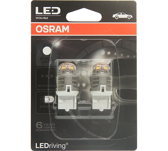 Автолампа OSRAM W21W W3х16d LED PREMIUM COOL WHITE 6000K блистер, 2шт. 12V 7905CW-02B 2ШК