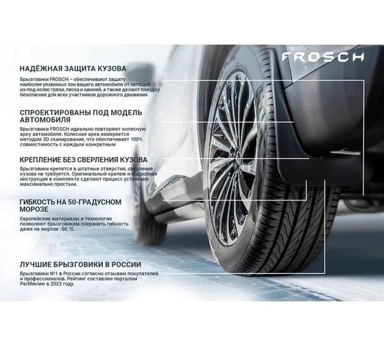 Передние брызговики Frosch подходят для FORTHING T5 Evo 2023 - 2 шт.(optimum) в пакете / Фортинг Т5 Эво NLF.AN0640.F13 1